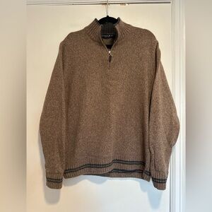 Daniel Blasi Wool Blend 1/4 Zip Brown Sweater Mens Sz:L Preppy Business Grandpa.